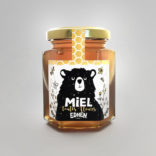 Miel toutes fleurs EDHEN™ - Découvrez un goût floral inédit dans ce condensé naturel et 100% français. Ce miel de Provence est disponible a la vente en ligne en Bretagne et est livré gratuitement dans la ville de Ploërmel. Pot de 250g. EDHEN FOOD Miel de France